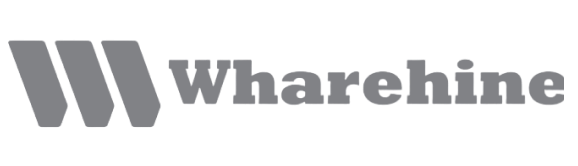 A black and white logo for wharehine on a white background