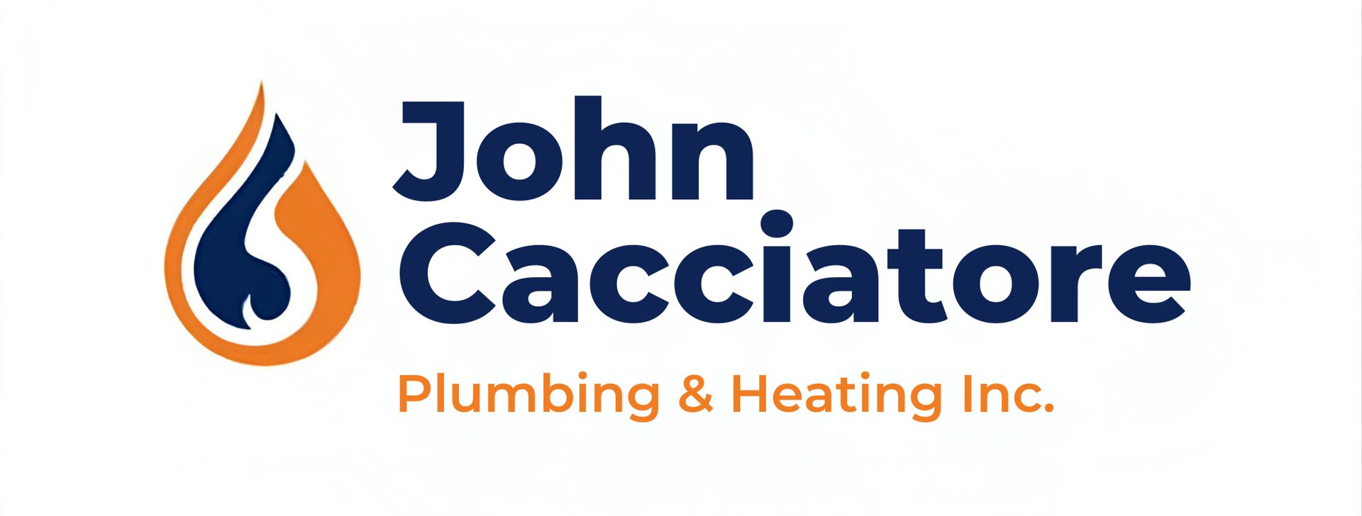 Logo for John Cacciatore Plumbing & Heating Inc. featuring a flame icon in orange and blue.