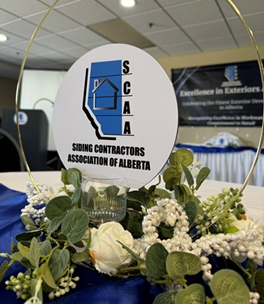 A sign for the siding contractors association of alberta