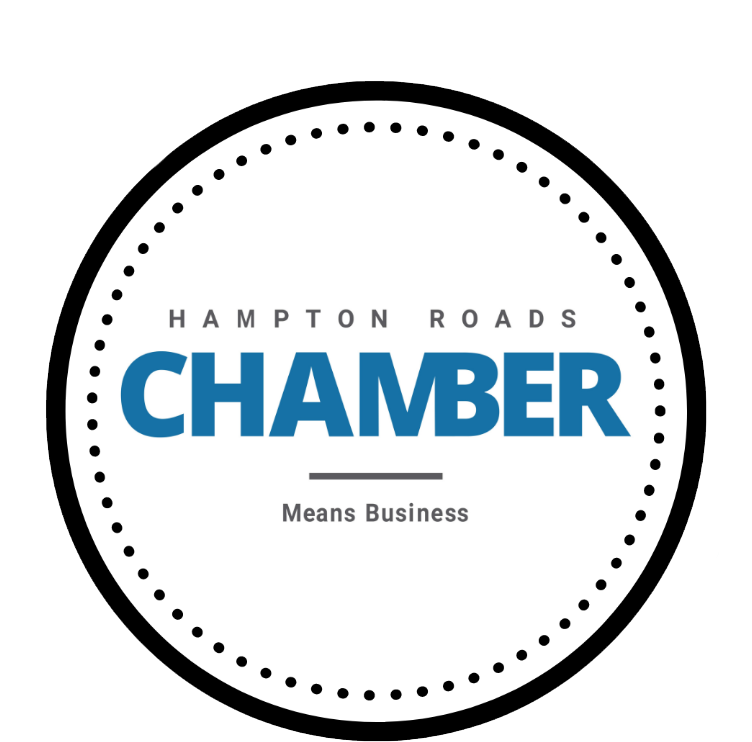 the logo for the hampton roads chamber means business .