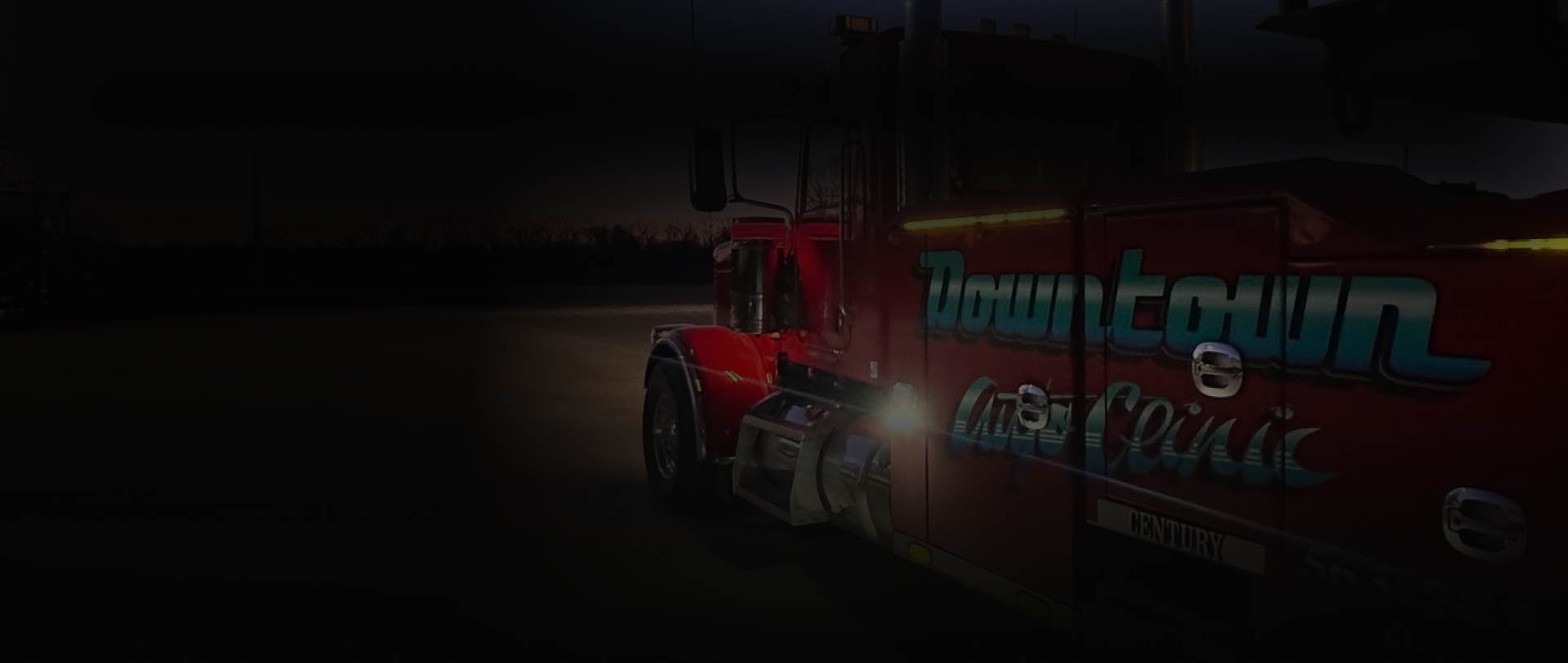 Red semi-truck with 