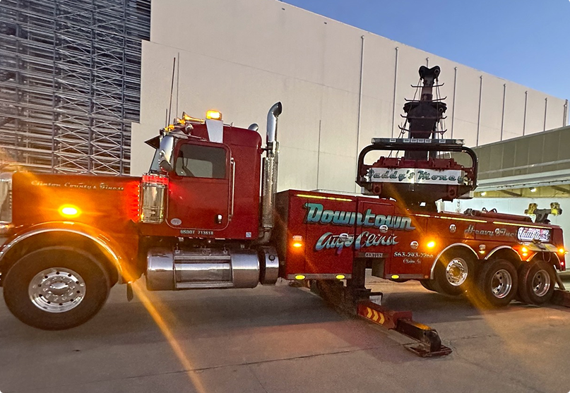 Red tow truck with 