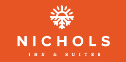 A logo for nichols inn and suites with a snowflake