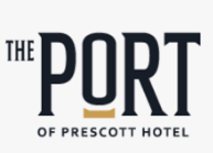 The port of prescott hotel logo on a white background