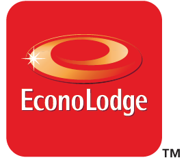 A red and gold logo for econolodge