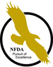 A silhouette of an eagle flying in a circle.