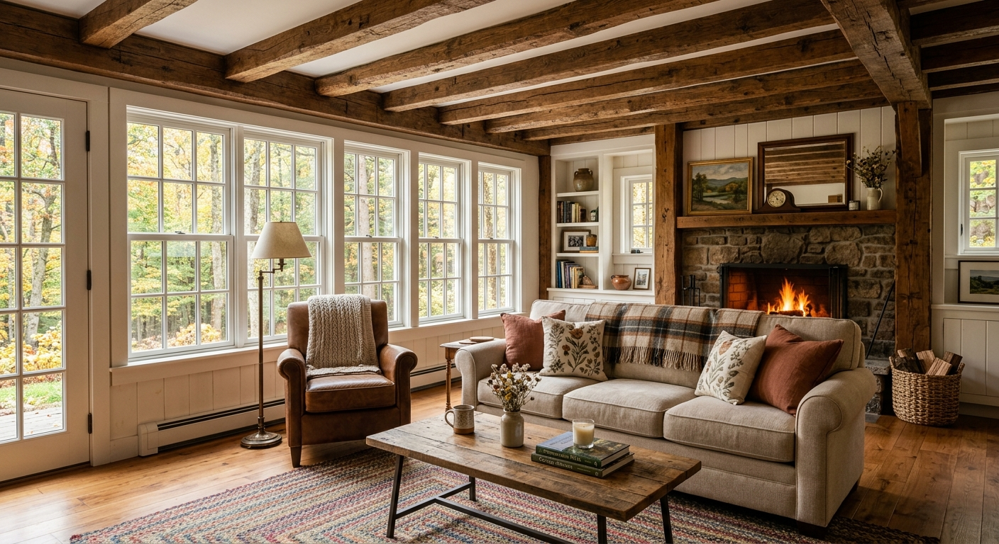 Cozy Pennsylvania home exterior with a welcome sign on the porch, suggesting a short-term rental property available for