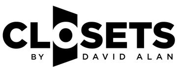 Closets by David Alan logo in black and white with stylized door icon