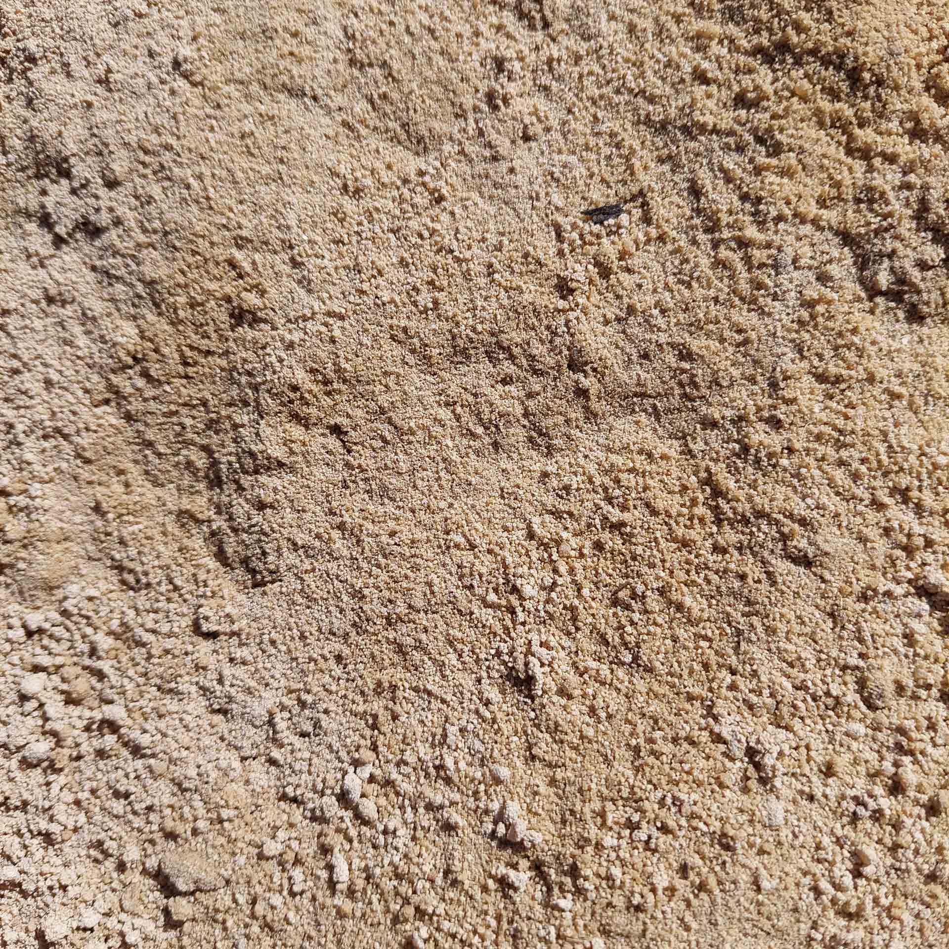 Close-up of tan sand, showing fine grains and textured surface.