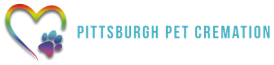 A logo for pittsburgh pet cremation with a heart and paw print