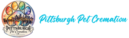 A logo for pittsburgh pet cremation with a heart and paw print