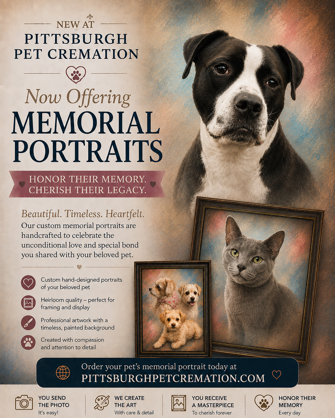 Custom pet memorial portrait by Pittsburgh Pet Cremation