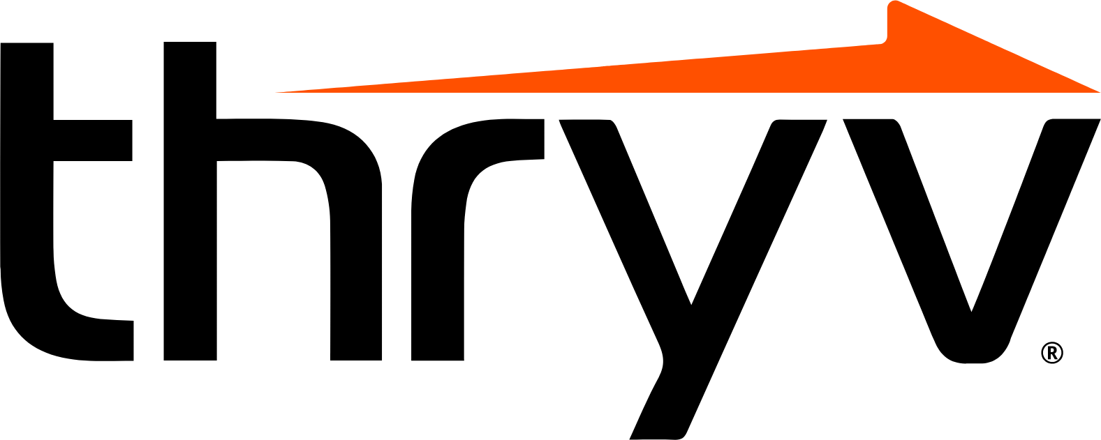 Thryv logo with black text and orange upward arrow. Thryv logo with black text and orange upward arrow.