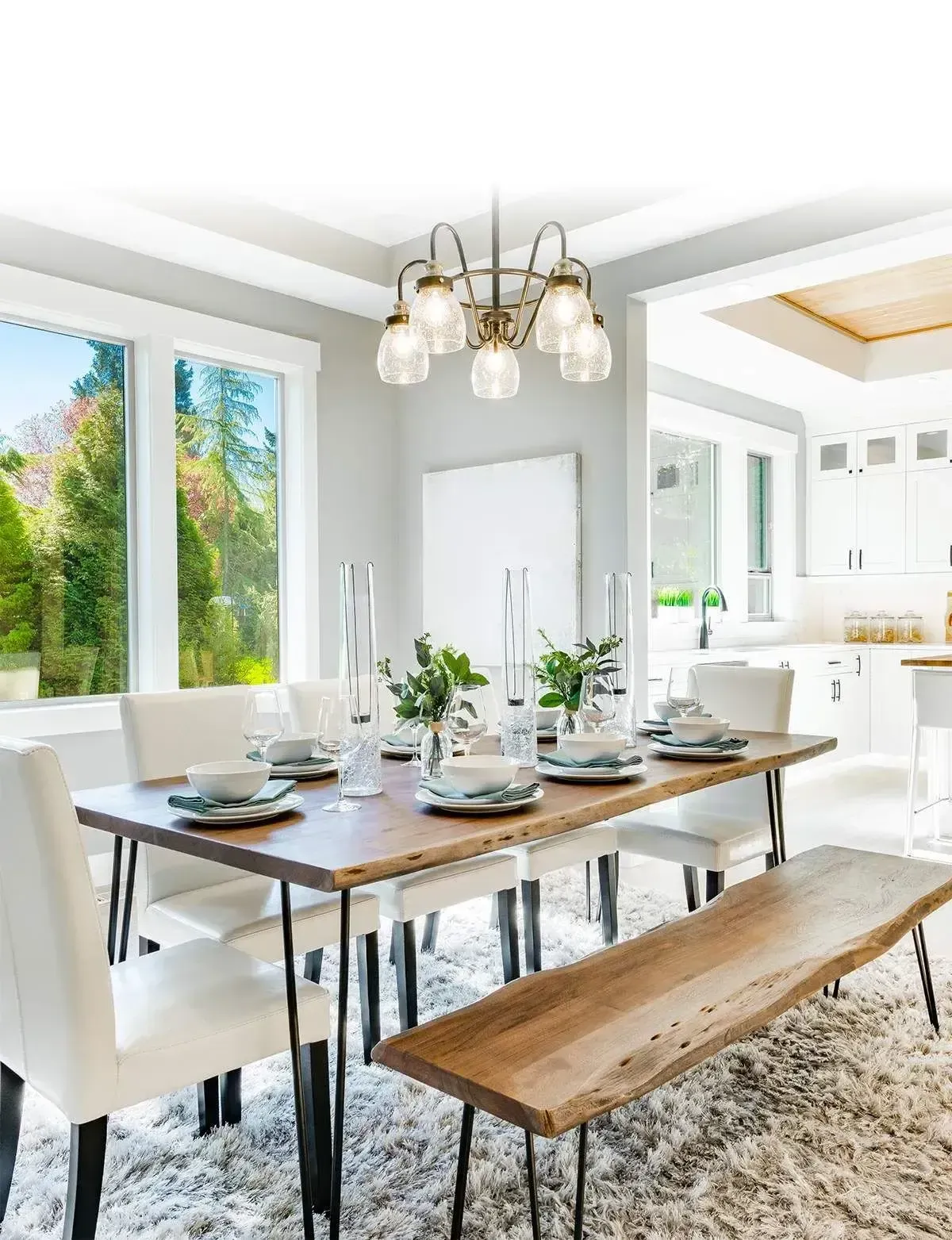 Dinner Table with Natural Wood Design