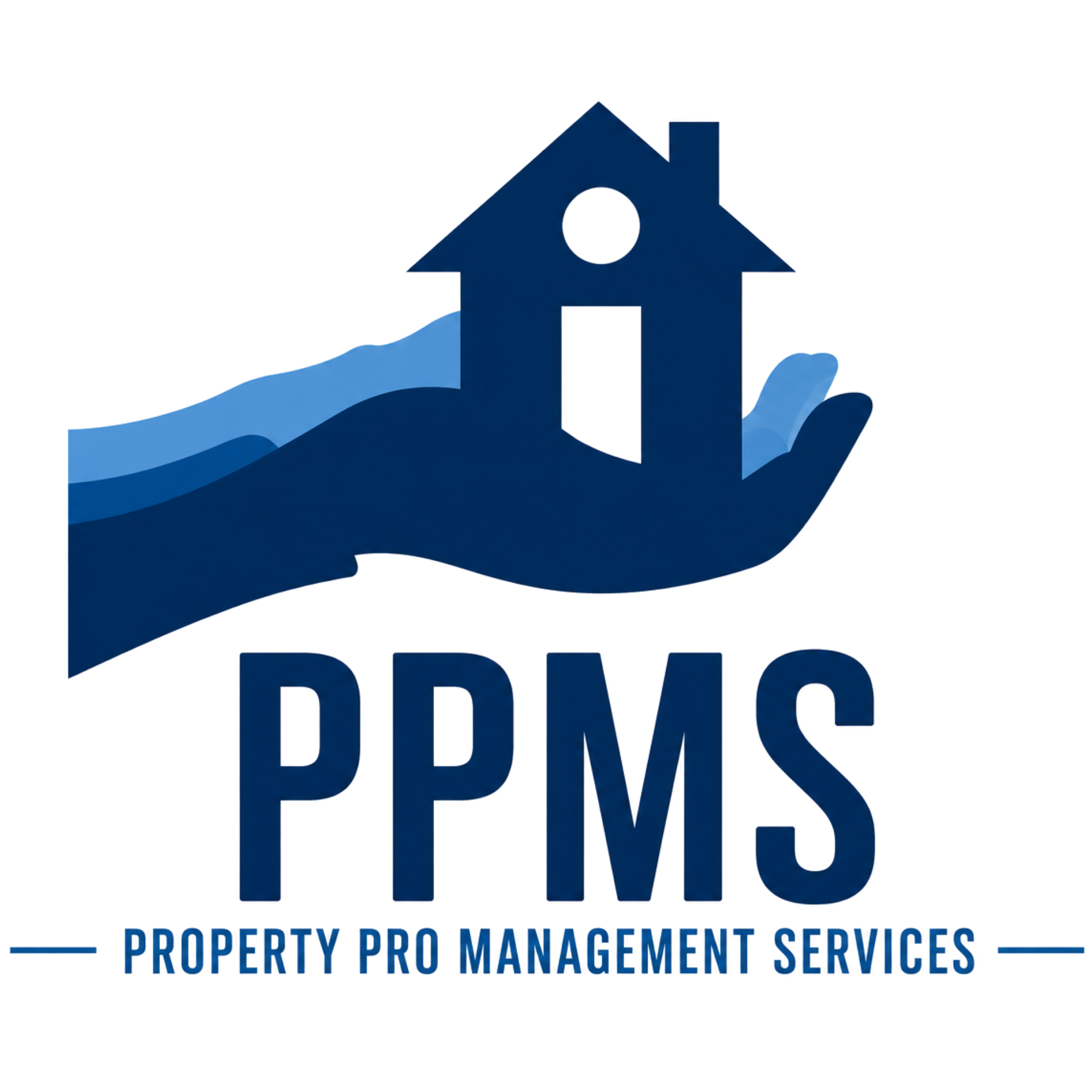 PPMS logo with blue hand holding a house and the words “Property Pro Management Services”