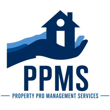 PPMS logo with blue hand holding a house and the words “Property Pro Management Services”