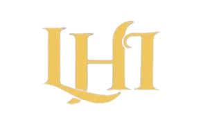 Golden stylized "LH" monogram.