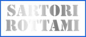 Logo con il testo "SARTORI" sopra "ROTTAMI" in grigio sfumato, con bordo blu.