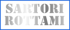 Logo con il testo "SARTORI" sopra "ROTTAMI" in grigio sfumato, con bordo blu.
