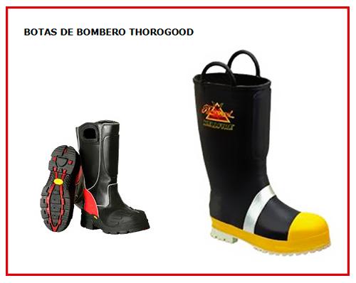 Un par de botas bomber negras y amarillas Thorogood.