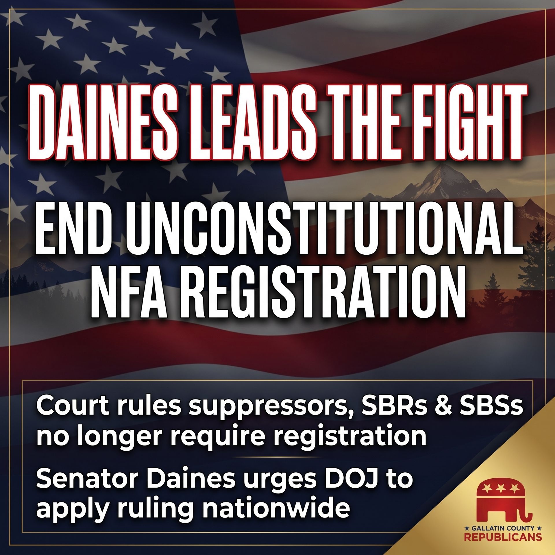 Senator Daines leads letter urging DOJ to end NFA registration requirements
