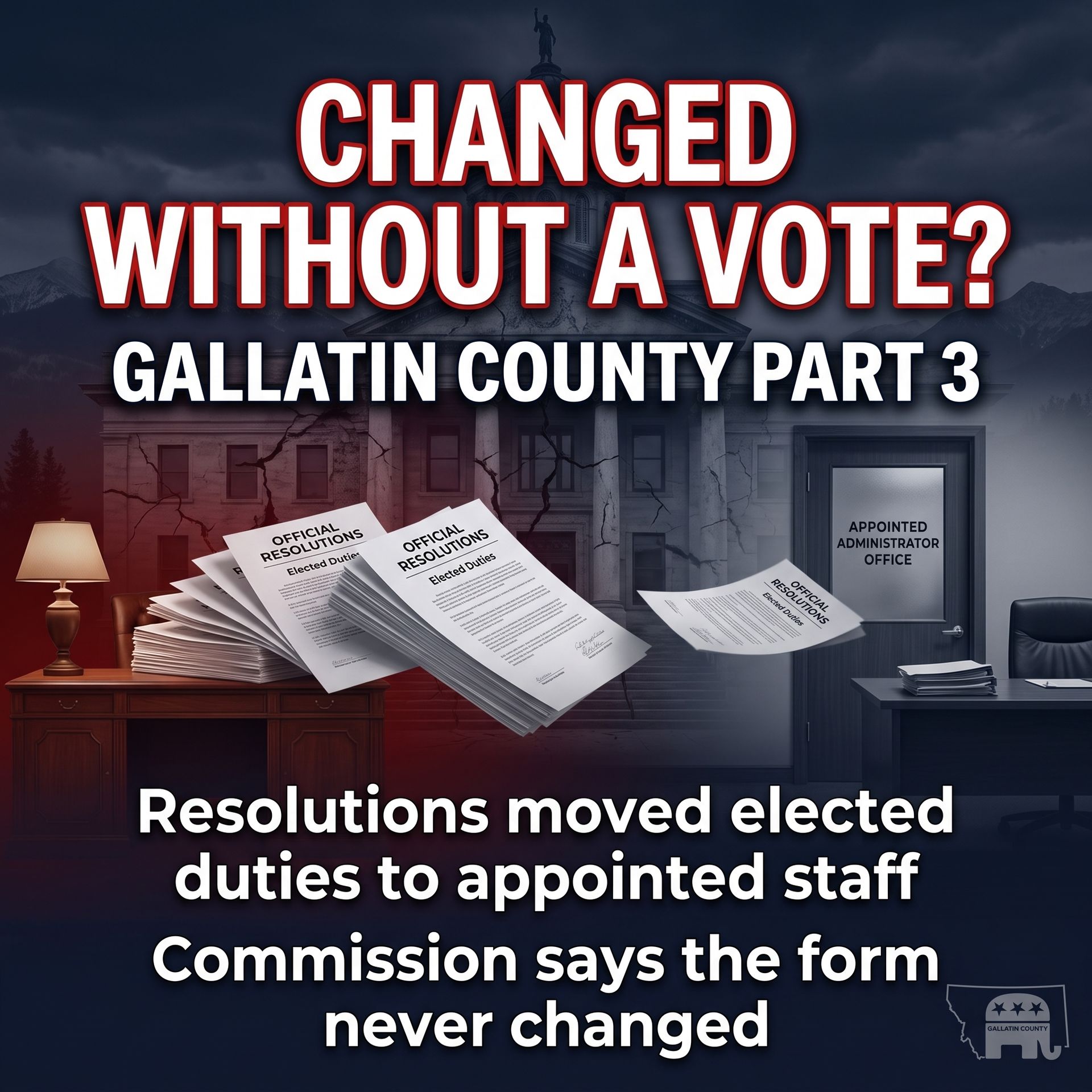 Was Gallatin County’s form of government changed without a vote?