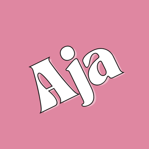 The word aja is on a pink background