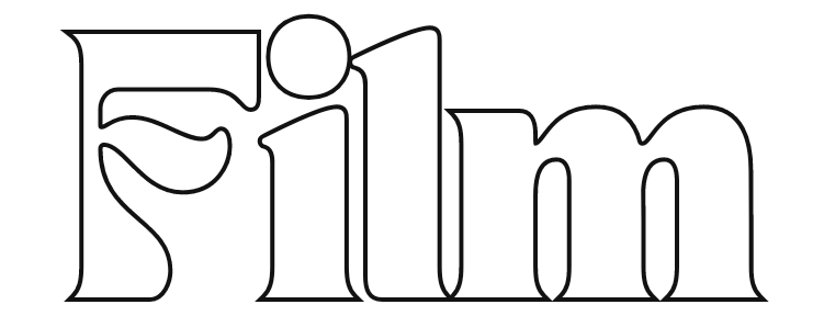 A black and white drawing of the word film on a white background.