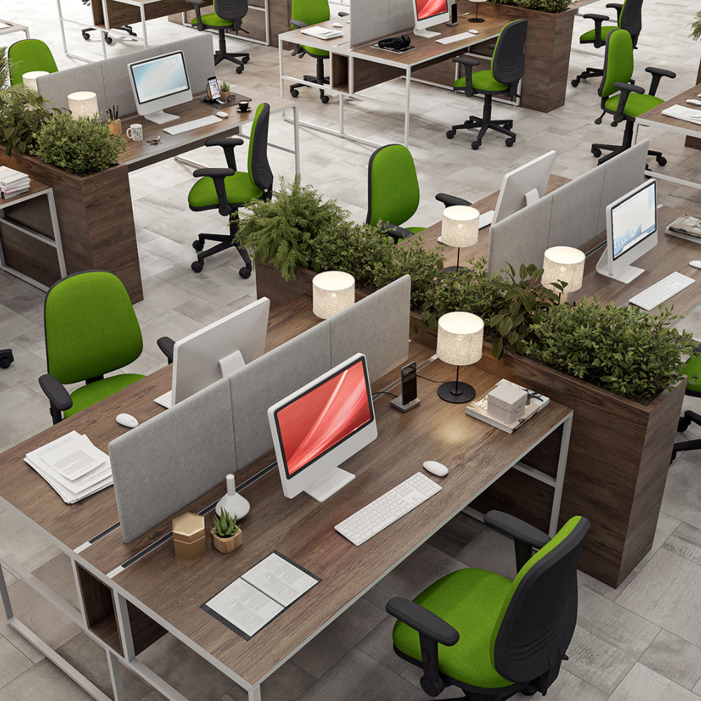 a large office with a lot of desks and chairs