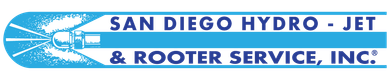 Logo for San Diego Hydro Jet & Rooter Service, Inc. Light blue and white colors, text in dark blue.