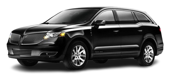 A black Lincoln MKT crossover SUV parked against a white background.