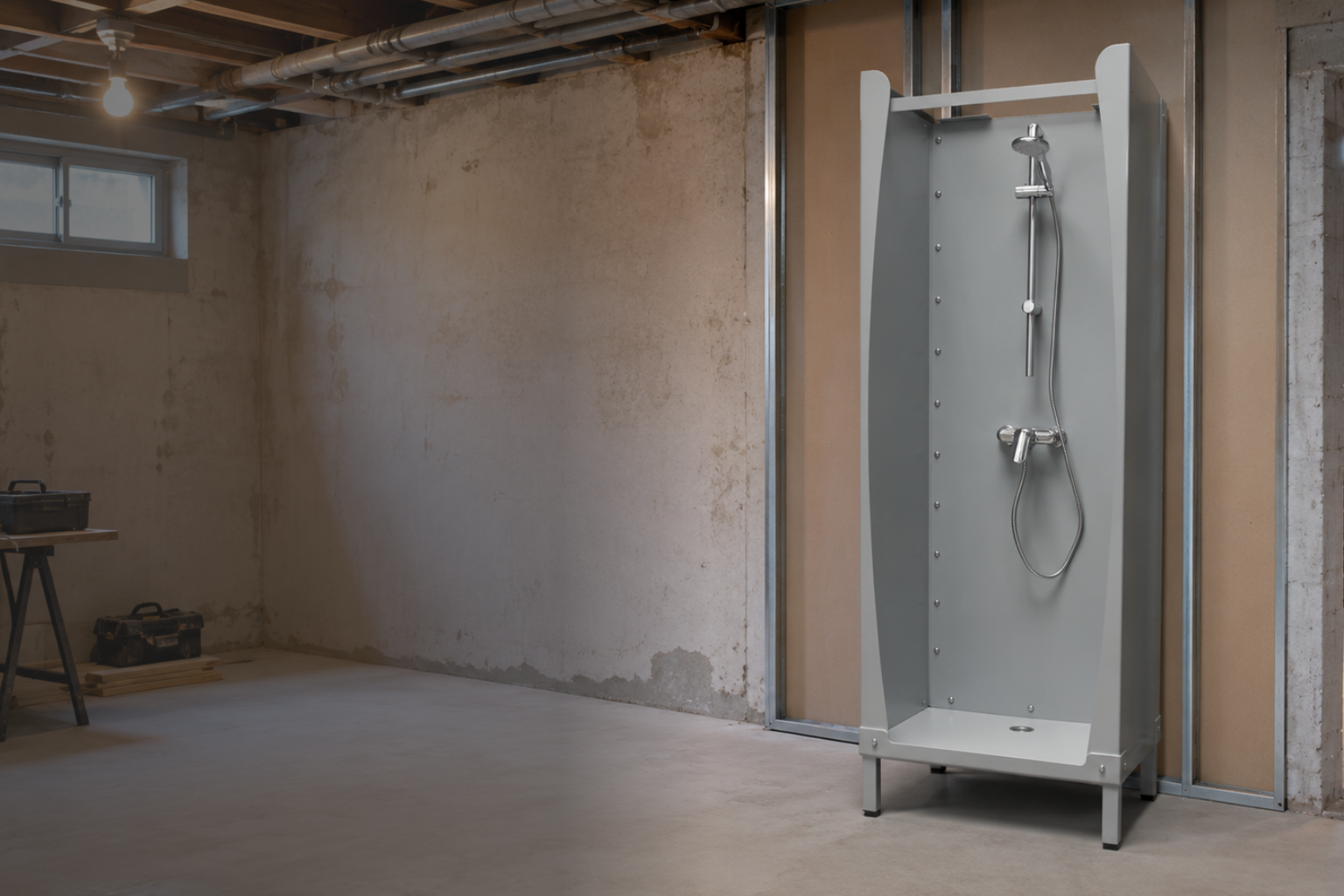 Die klassiche Corner PURE ist unsere eckige Mobildusche und wird geliefert ohne weiteres Zubehör. Vorhang inkl.