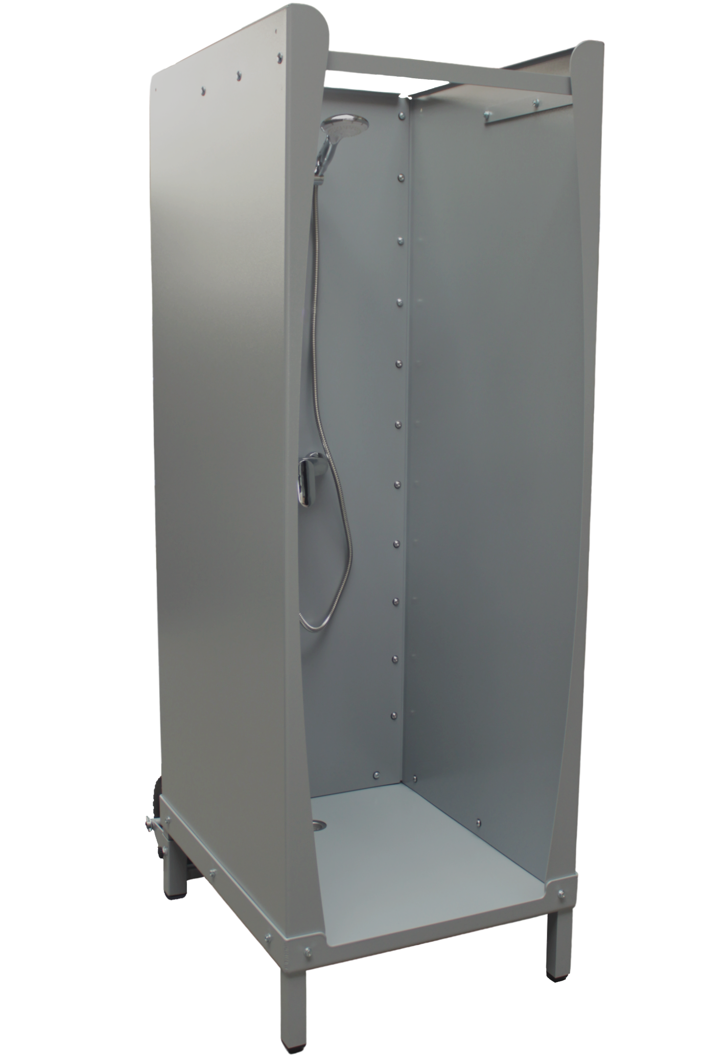 Corner - mobile Eckdusche zum Aufstellen in schmalen Räumen, Druchgängen oder Kellern.