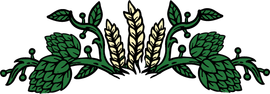 A drawing of wheat and hops on a white background.