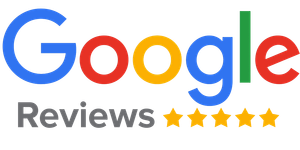 A google review logo with five stars on it.