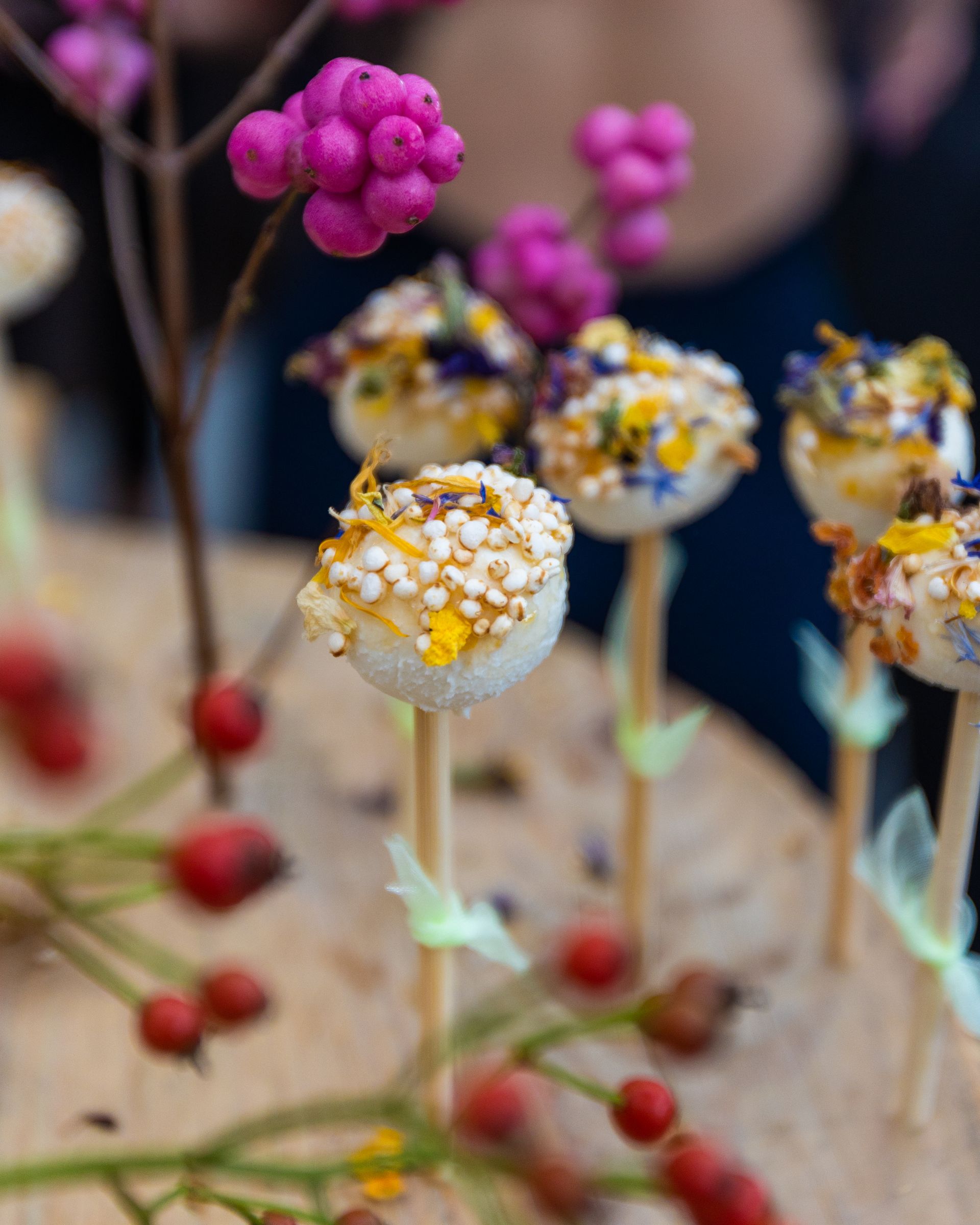 lolly met gepofte quinoa abrikoos en korenbloem