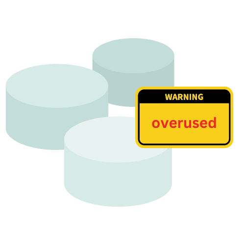 Three circles with a warning sign that says `` overused ''.