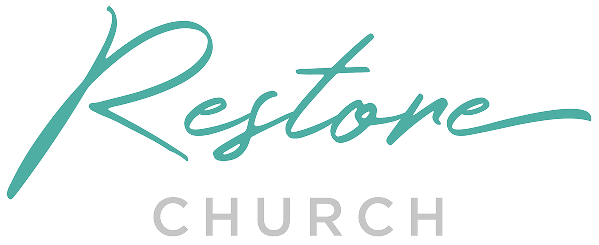 Restore Church logo in teal script with gray “CHURCH” text on white background