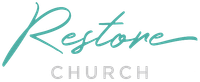 Restore Church logo in teal script with gray “CHURCH” text on white background