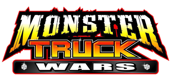 Logo: Monster Truck Wars in white, orange, and black, with red accents.