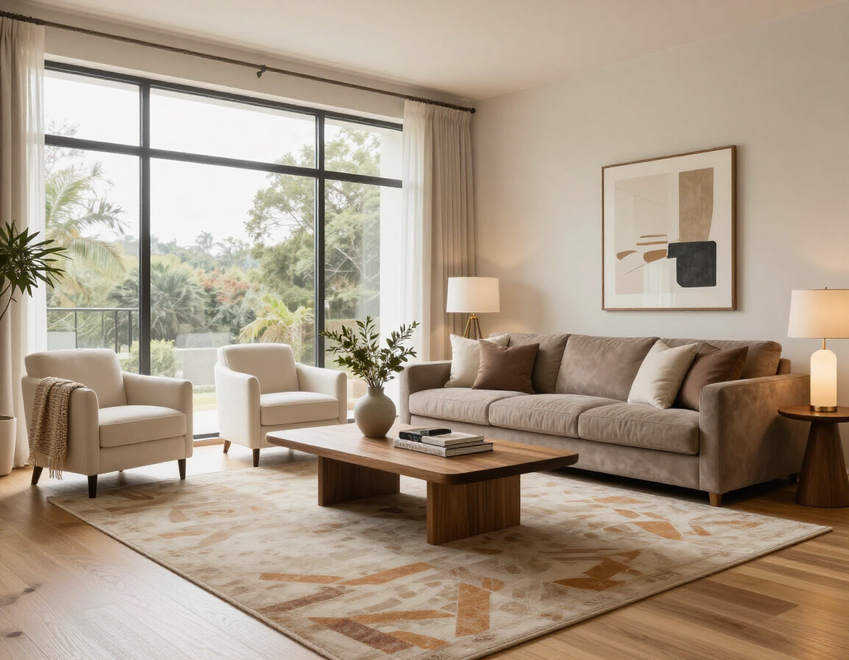 Beautifully staged living room ready for market