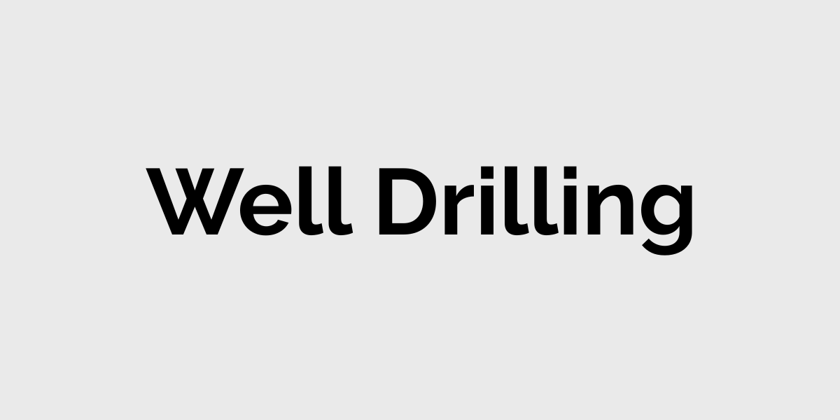 Black text reading “Well Drilling” on a light gray background