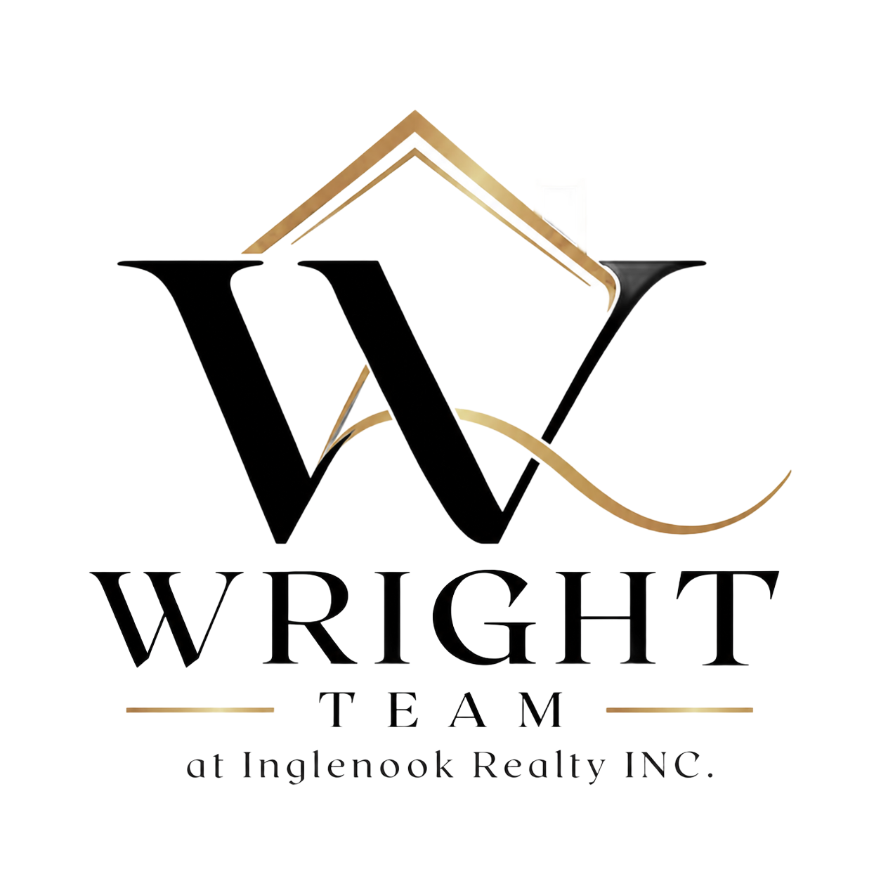 Wright Team real estate logo with black and gold house-shaped “W” and “Wright Team at Inglenook Realty, INC.”
