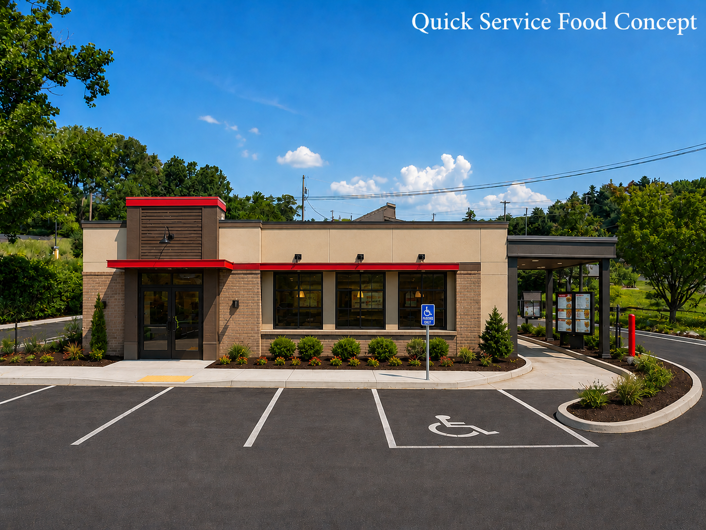 Urgent care clinic building at sunset with a parking lot and trees nearby