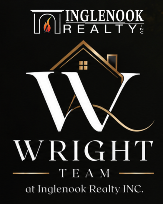 Inglenook Realty Wright Team logo with house roof and gold accents on black background