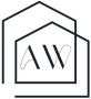 Black line-art house logo with stylized “AW” letters inside.
