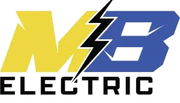 MB Electric logo with yellow M, blue B, black lightning bolt, and black text