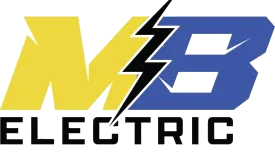 MB Electric logo with yellow M, blue B, black lightning bolt, and black text