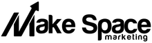 A black and white logo for make space marketing