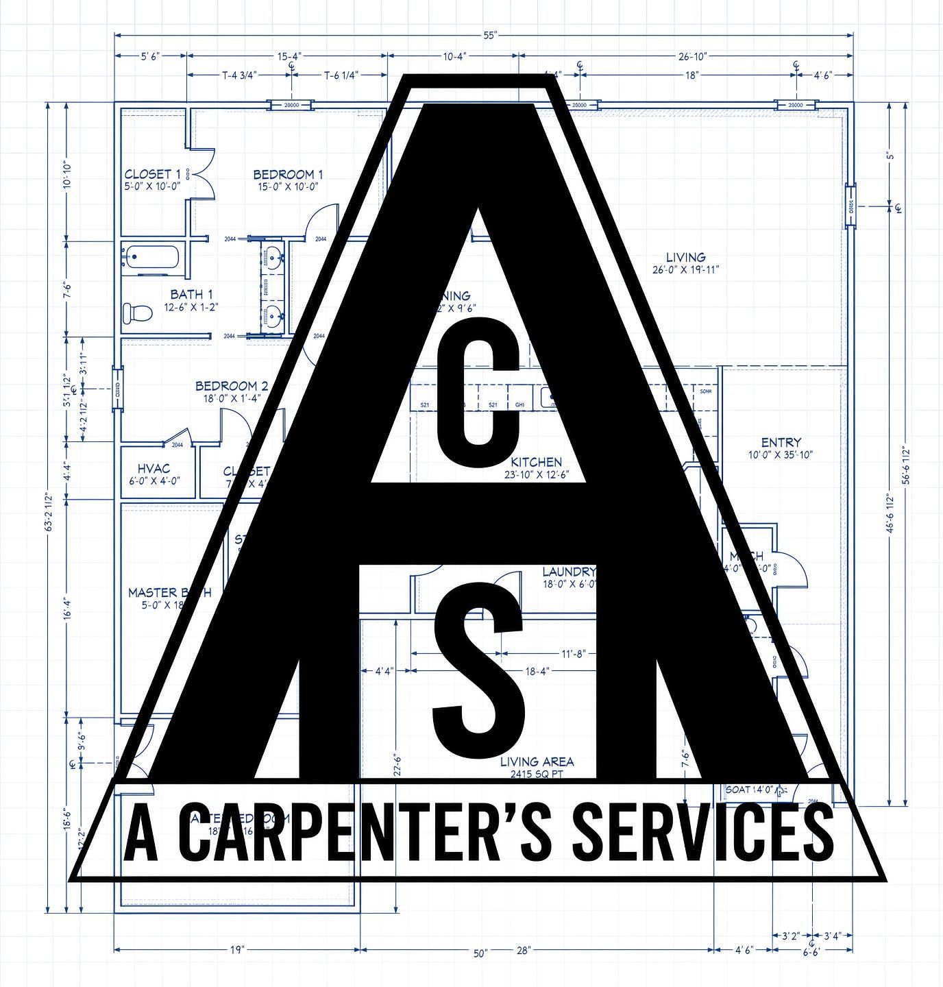 White logo with a large outlined &ldquo;A&rdquo; over a blueprints-style background and faint text underneath